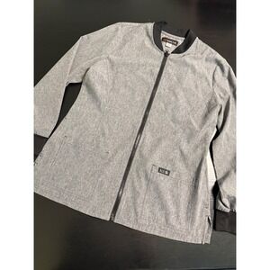 Koi Basics Katie Women Scrub Jacket Grey Heather Zip Front Ribbed Trim Medium